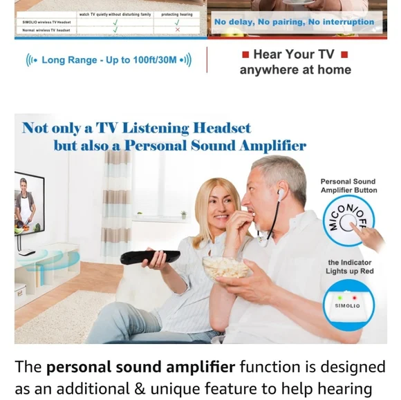 New Simolio Wireless Headphones for TV